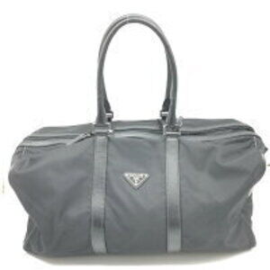 Prada Boston Bag Travel Nylon Leather Black